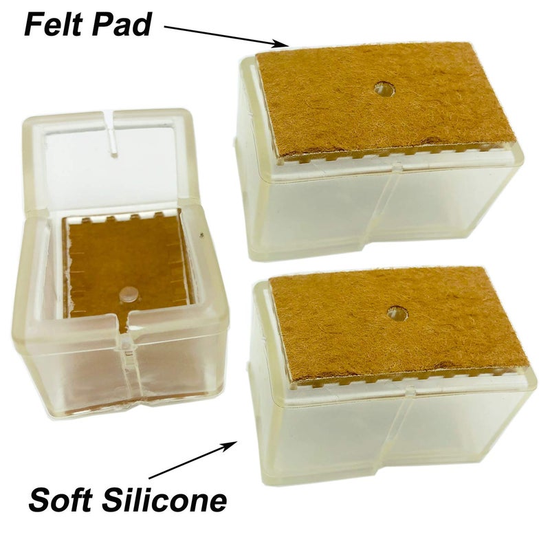 Maydahui 16 PCS Rectangle Chair Leg Floors Protector Silicone with Felt Furniture Pads Table Feet Caps Indoors Outdoors Fit Length 1-8/9 to 2-1/12 Inch ï¼ˆ48-53 mmï¼‰,Width 1-1/7to 1-2/7 Inch ï¼ˆ29-33 mmï¼‰ - Image 4